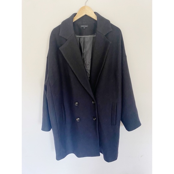 Universal Standard Harper Double Breasted Wool Coat Black Large - Picture 2 of 5